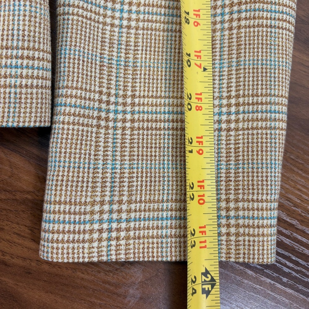Ann Taylor Womens Brown Tan Plaid Wool Linen Blend 3 Button Blazer Jacket Size 8 - Picture 10 of 12
